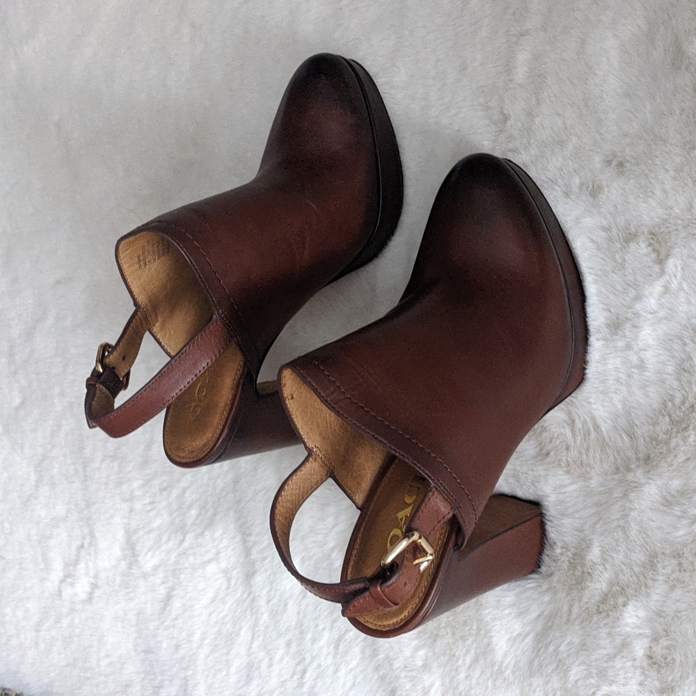 Coach Carmine Block Heels Mules Brown